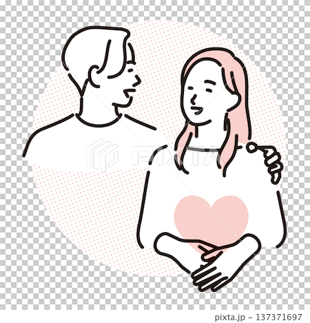 シンプル　イラスト　赤ちゃんを授かった夫婦 妊娠を喜ぶカップルのイメージ ベクターイラスト 137371697