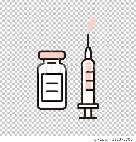 Simple illustration of ovulation inducers and syringes. Medical image of infertility treatment. Vector illustration. 137371700