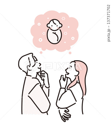 シンプル　イラスト　赤ちゃんを望んで妊活を考える夫婦のイメージ ベクターイラスト 137371702