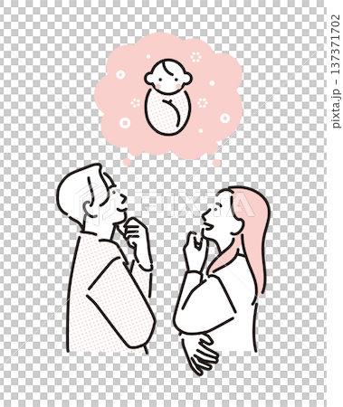 シンプル　イラスト　赤ちゃんを望んで妊活を考える夫婦のイメージ ベクターイラスト 137371702