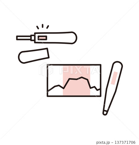 シンプル　イラスト　妊娠検査と基礎体温管理 妊活のセルフチェック ベクターイラスト 137371706