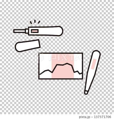 シンプル　イラスト　妊娠検査と基礎体温管理 妊活のセルフチェック ベクターイラスト 137371706