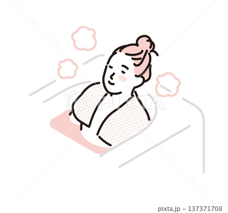 シンプル イラスト 入浴で体を温める温活のイメージ 女性の健康 ベクターイラスト シンプル イラスト 入浴で体を温める温活のイメージ 女性の健康 ベクターイラスト 137371708