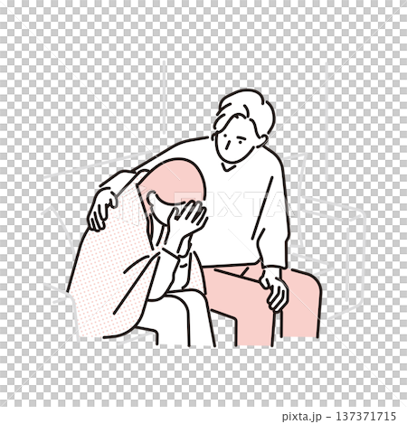 シンプル イラスト 妊活の悩みで落ち込む女性を支えるパートナーのイメージ ベクターイラスト シンプル イラスト 妊活の悩みで落ち込む女性を支えるパートナーのイメージ ベクターイラスト 137371715
