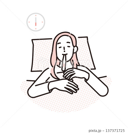 シンプル　イラスト　基礎体温を測る女性のイメージ ベクターイラスト 137371725
