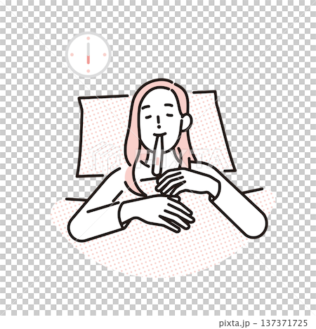 シンプル　イラスト　基礎体温を測る女性のイメージ ベクターイラスト 137371725