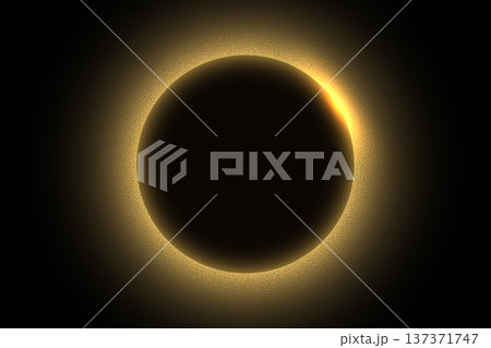 Abstract golden solar eclipse with glowing particles Abstract golden solar eclipse with glowing particles 137371747
