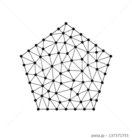Pentagon mesh structure with black connected dot network 137371755
