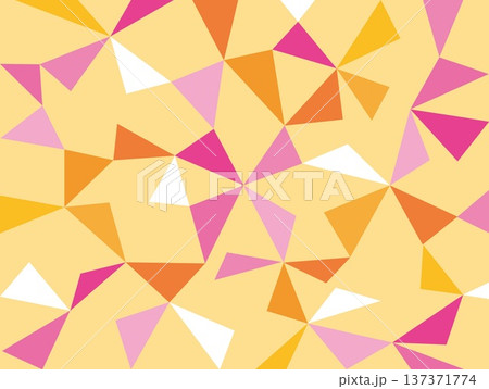 幾何学模様　三角形　ピンク　オレンジ色 137371774