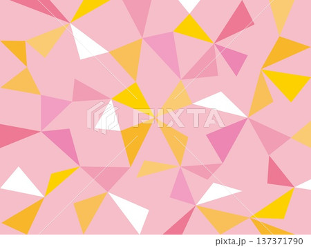 幾何学模様　三角形　ピンク　オレンジ色 137371790