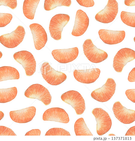 A vibrant watercolor pattern of mandarin slices 137371813