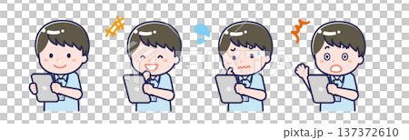 男性「照顧者」正在使用平板電腦 137372610