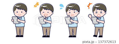 タブレットを使う「介護士」の男性 137372613