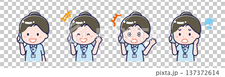 スマートフォンを使う「介護士」の女性 137372614