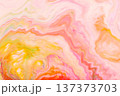 Soft pastel marble swirl with pink yellow and orange flowing liquid paint 137373703