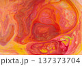 Abstract fluid art with swirling red orange yellow marble pattern and organic shapes 137373704
