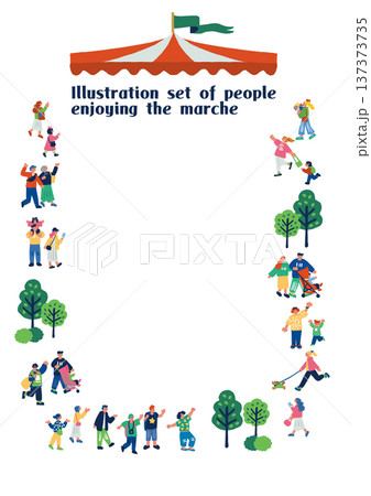 地域マルシェで買い物や食事を楽しむ人々の屋外イベントイラスト 地域マルシェで買い物や食事を楽しむ人々の屋外イベントイラスト 137373735
