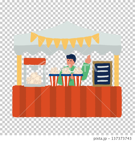 Marche event scene with popcorn stalls Illustration of an outdoor market bustling with people 137373743