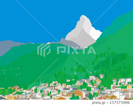 ツェルマット　zermatt　マッターホルン　matterhorn　スイス　夏風景 137373906