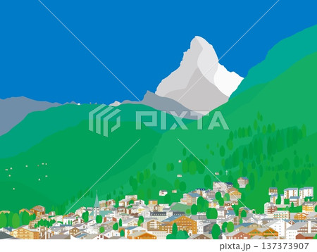 ツェルマット zermatt マッターホルン matterhorn スイス 夏風景 ツェルマット zermatt マッターホルン matterhorn スイス 夏風景 137373907
