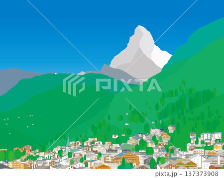 ツェルマット　zermatt　マッターホルン　matterhorn　スイス　夏風景 137373908