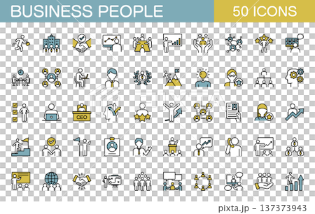 会社員・ビジネスパーソンに関するラインアイコンセット　カラー 137373943
