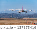 蔵王連峰の絶景と仙台空港に着陸する旅客機 137375416