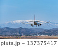 蔵王連峰の絶景と仙台空港に着陸する旅客機 137375417