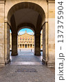Arched arcade view of Spain square in Vitoria Gasteiz Basque Country Spain 137375904