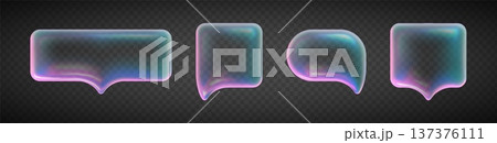 Holographic glass speech bubbles set Holographic glass speech bubbles set 137376111