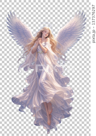 一位純潔的女神在星空下向天空祈禱 137376297