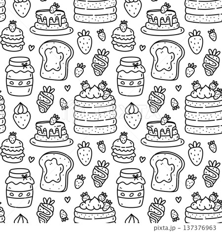 Cute seamless pattern with desserts 137376963