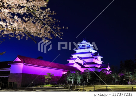 鶴ヶ城 桜ライトアップ／福島県会津若松市 137377232