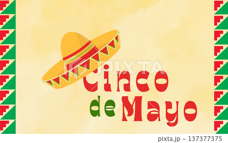5 de Mayo celebration with traditional Mexican elements like sombrero and decorative lettering, 5 de Mayo celebration with traditional Mexican elements like sombrero and decorative lettering, 137377375