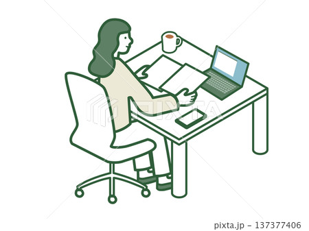 パソコンでデスクワークをする女性 137377406