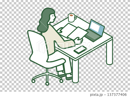 パソコンでデスクワークをする女性 137377406