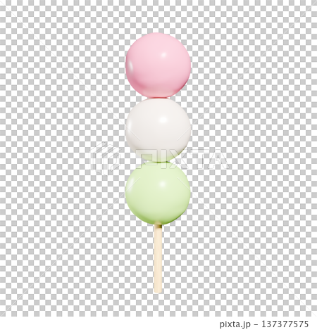 3D cute three-colored dumplings transparent 3D cute three-colored dumplings transparent 137377575
