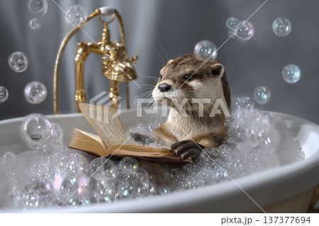 お風呂に入るラッコ 137377694