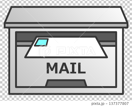 ハガキやお知らせの葉書が届く郵便受の素材イラスト 137377807