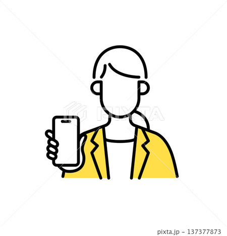 ビジネスウーマンのシンプルな線画のイラスト 137377873