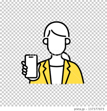 ビジネスウーマンのシンプルな線画のイラスト 137377873