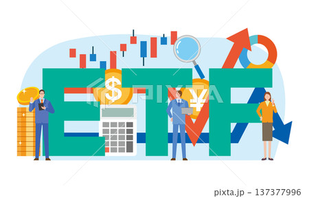 ETFの文字と人々のイラスト 137377996