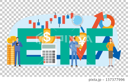 ETFの文字と人々のイラスト 137377996