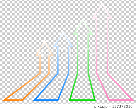 売り上げや成績が上昇して増える矢印のイラスト 137378016