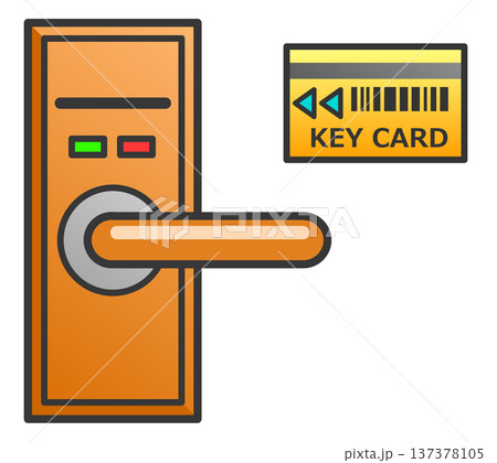 ホテルや住宅で防犯対策のカードキー式ドアノブ 137378105