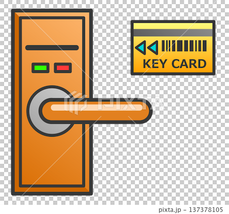 ホテルや住宅で防犯対策のカードキー式ドアノブ 137378105