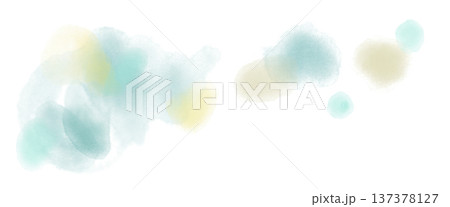 水色や黄色の水たまりのような透明感のあるあしらい背景素材 137378127
