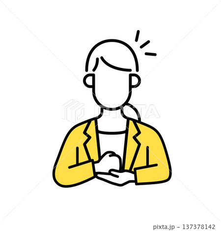 ビジネスウーマンのシンプルな線画のイラスト 137378142