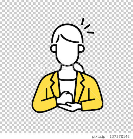 ビジネスウーマンのシンプルな線画のイラスト 137378142