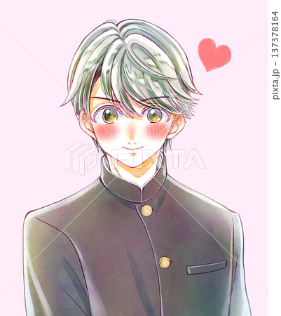 学ランの男子学生　笑顔　恋 137378164